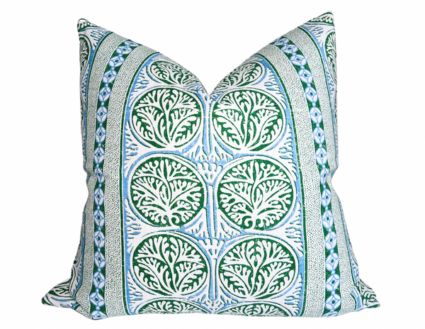 Fair Isle Pillow Cover in Blue and Green