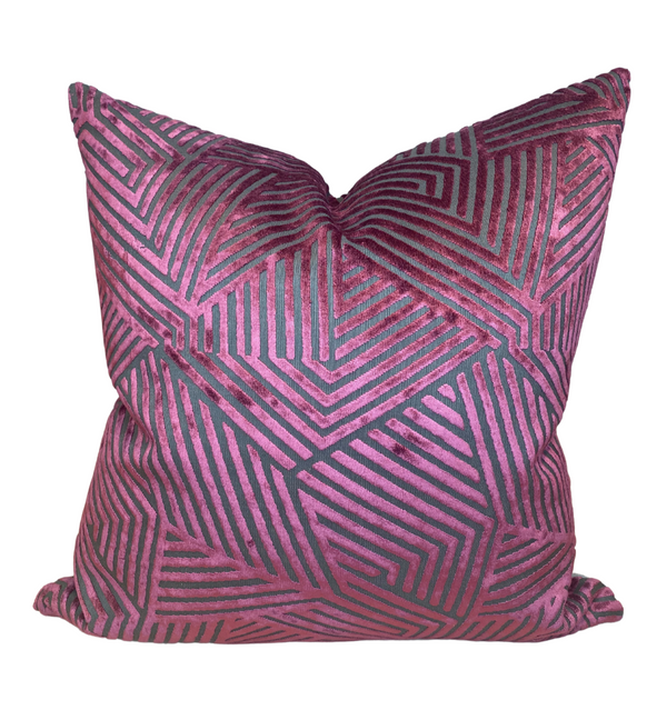 Maze Velvet Pillow Cover in Merlot