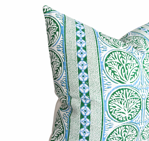 Fair Isle Pillow Cover in Blue and Green