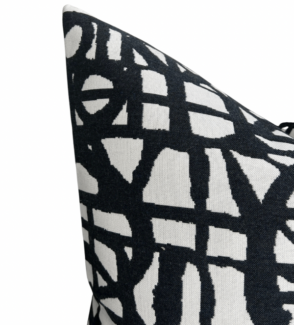 Ecriture Pillow Cover in Midnight Black, Indoor Outdoor Pillows