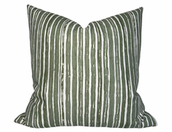 Benson Stripe Pillow Cover in Pine Green