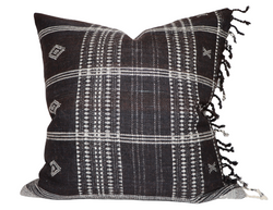 Indian Wool Pillow Cover in Noir, Handwoven Textiles