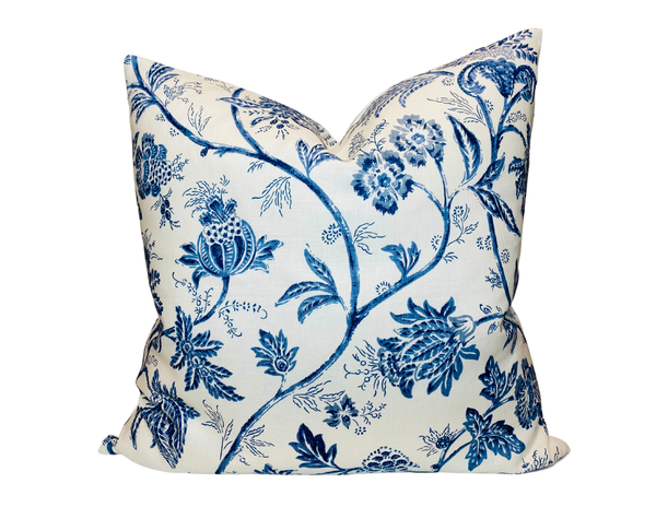 Schumacher Chinoiserie Vine Pillow Cover in Cobalt Blue