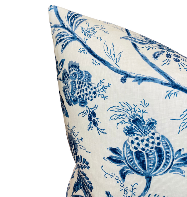 Schumacher Chinoiserie Vine Pillow Cover in Cobalt Blue