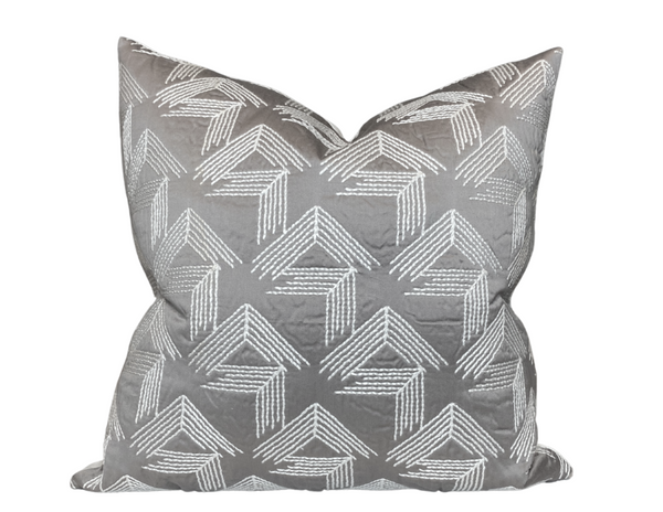 Schumacher V Step Pillow Cover in Pale Grey