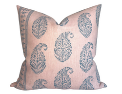 Peter Dunham Kashmir Paisley Pillow Cover in Pink + Blue