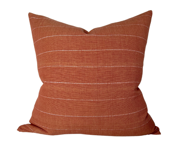 Woven Striped Pillow Cover in Rust