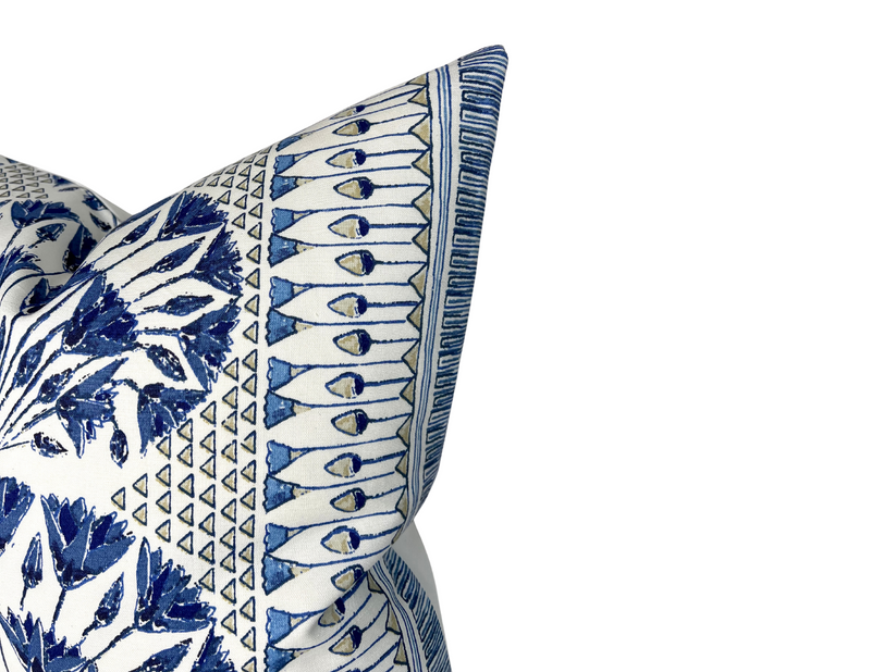 Cairo Pillow Cover in Blue and White