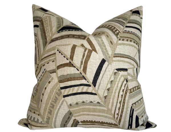 Schumacher Deco Leaves Pillow Cover in Neutral Brown