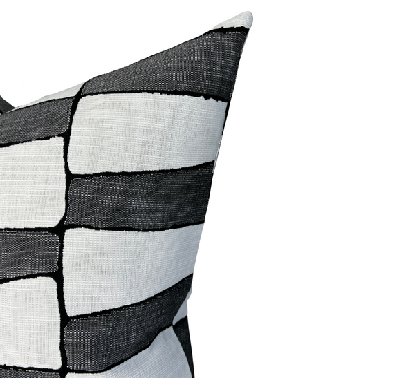 Tribal Trellis Pillow Cover in Ebony, Indoor Outdoor Pillow