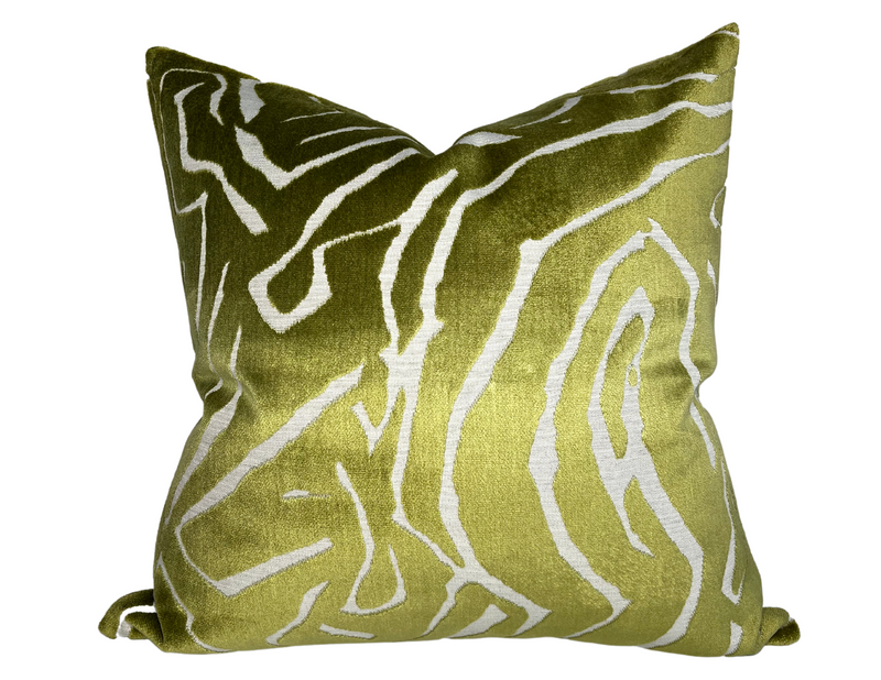 Abstract Velvet Pillow Cover in Green