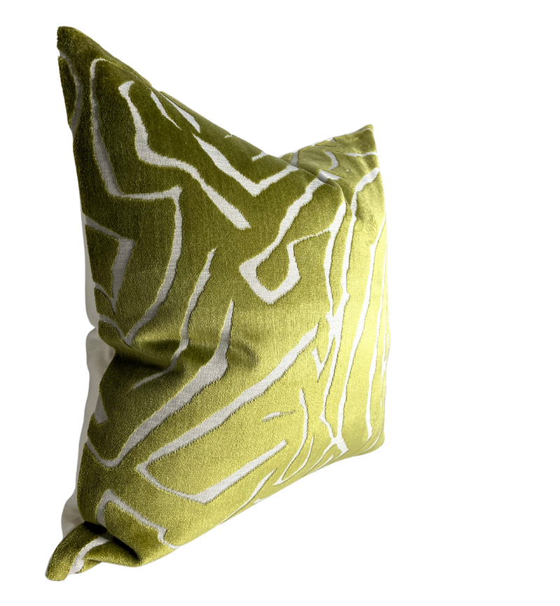 Abstract Velvet Pillow Cover in Green