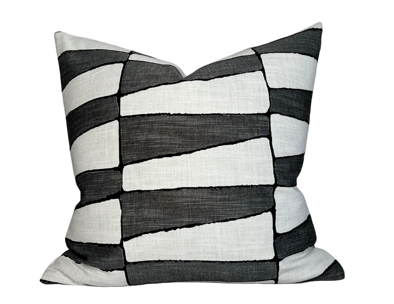 Tribal Trellis Pillow Cover in Ebony, Indoor Outdoor Pillow