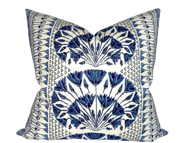 Cairo Pillow Cover in Blue and White