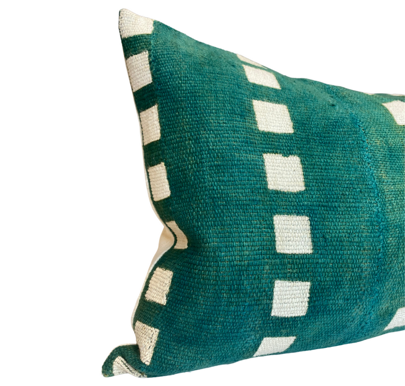 Square Print Mudcloth Pillow Cover in Hunter Green