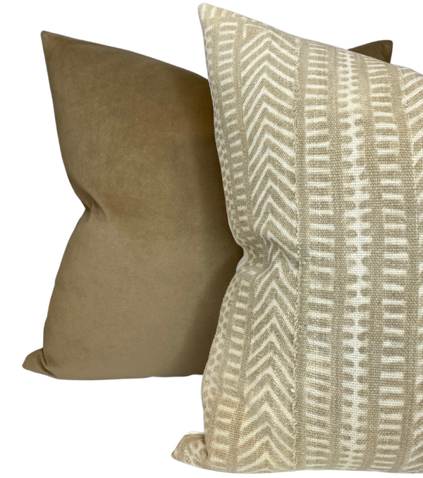 Solid Velvet Pillow Cover in Khaki