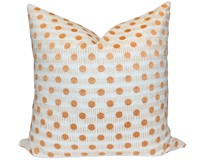 Dash Dot Embroidered Pillow Cover in Blush, Rebecca Atwood Textiles