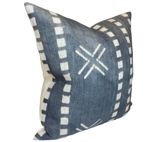 Cross Print Mudcloth Pillow Cover in Slate