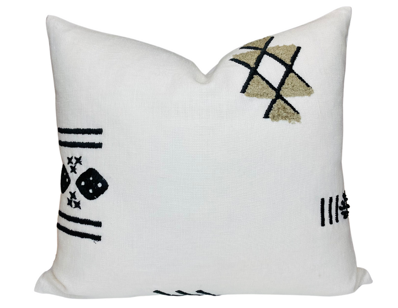 Ready to Ship, 16x16 Schumacher Samsun Embroidered Pillow Cover in Carbon