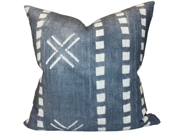 Cross Print Mudcloth Pillow Cover in Slate