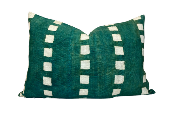 Square Print Mudcloth Pillow Cover in Hunter Green