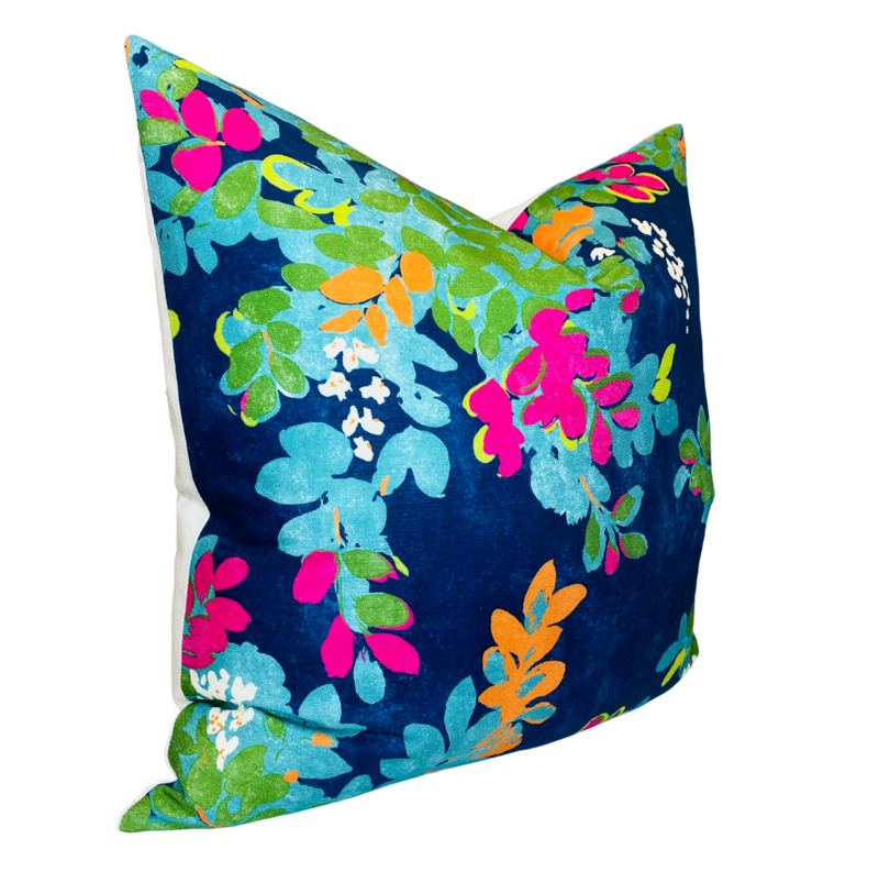 Ready to Ship, 24x24 Central Park Floral Pillow Cover in Navy