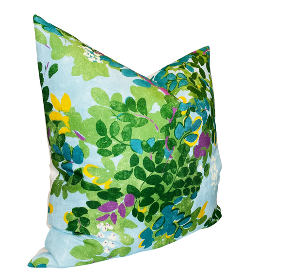 Ready to Ship, 24x24 Central Park Floral Pillow Cover in Sky Blue