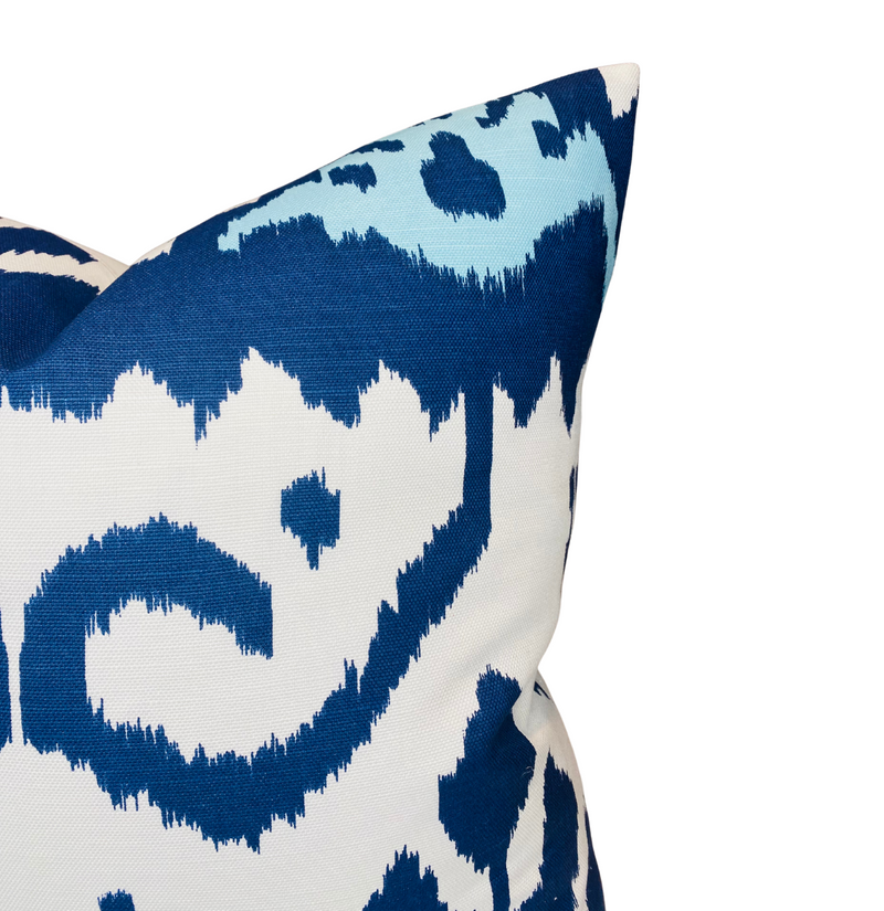 Kazak Ikat Pillow Cover in Navy Blue