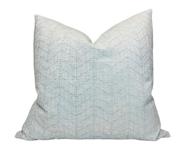 Flora Chevron Pillow Cover in Sky Blue