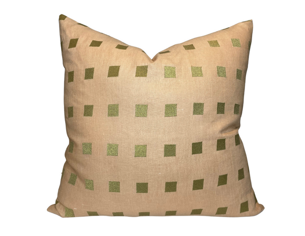 Kelly Wearstler Chalet Embroidered Pillow Cover in Shell Gold