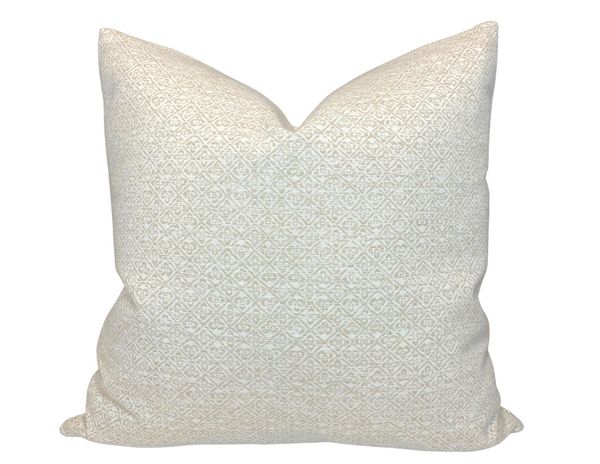 Schumacher Sarong Weave Pillow Cover in White Sand