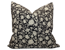 Amara Floral Pillow Cover in Tan on Black