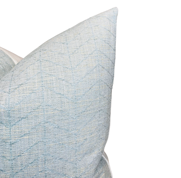 Flora Chevron Pillow Cover in Sky Blue