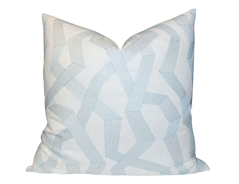 Soto Embroidered Pillow Cover in Bayside Blue