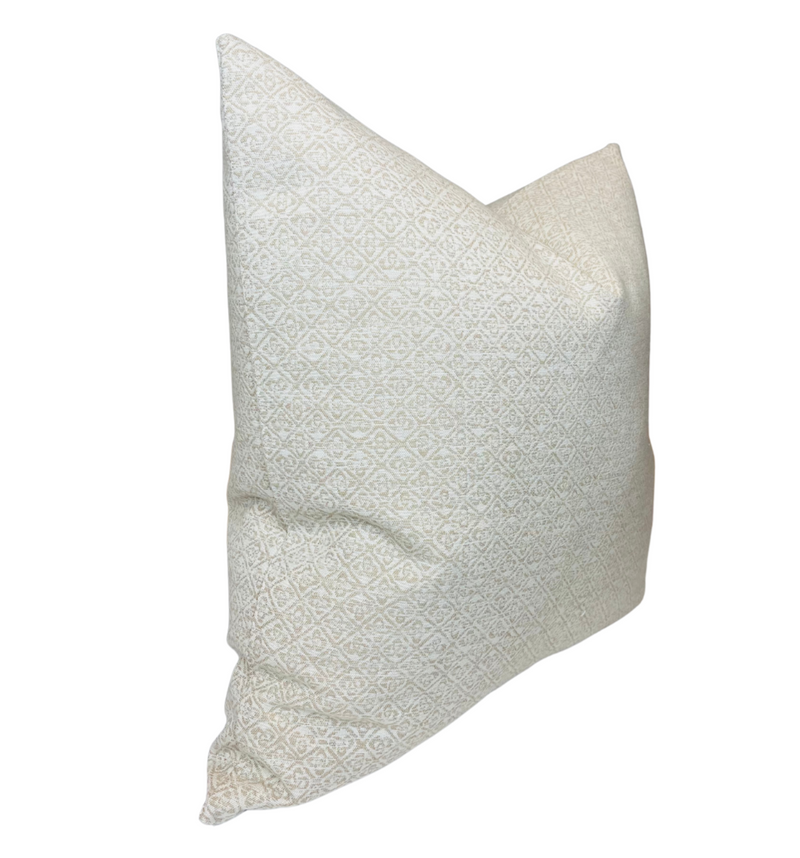 Schumacher Sarong Weave Pillow Cover in White Sand