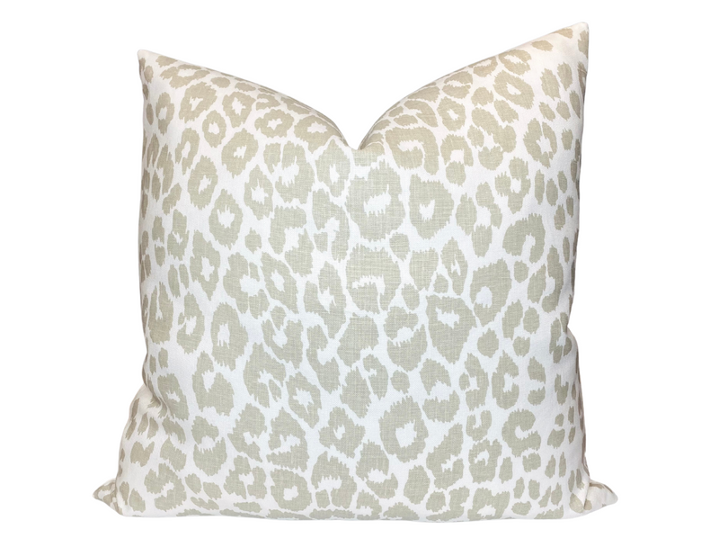 Schumacher Iconic Leopard Pillow Cover in Linen Brown