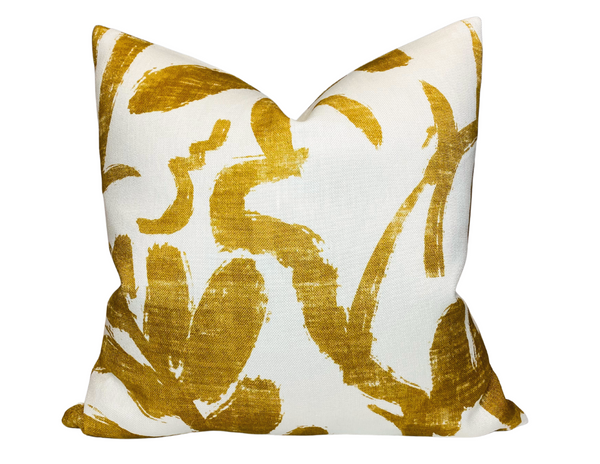 Suave Pillow Cover in Mustard Yellow, Designer Pillows