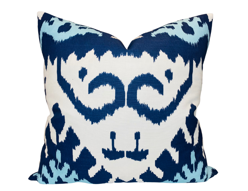 Kazak Ikat Pillow Cover in Navy Blue