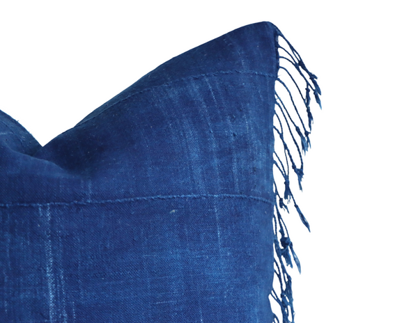 Indigo Striped Mudcloth Pillow Cover