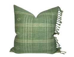 Indian Wool Pillow Cover in Green, Handwoven Textiles