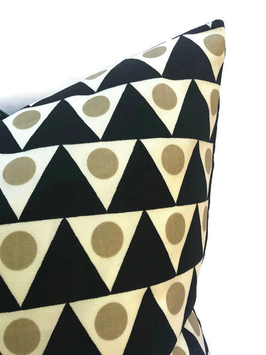 Schumacher Pennant II Pillow Cover in Sand and Black