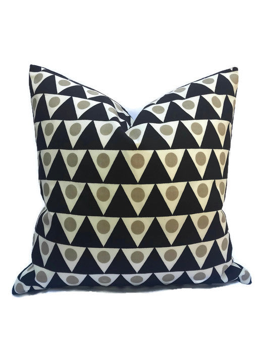 Schumacher Pennant II Pillow Cover in Sand and Black