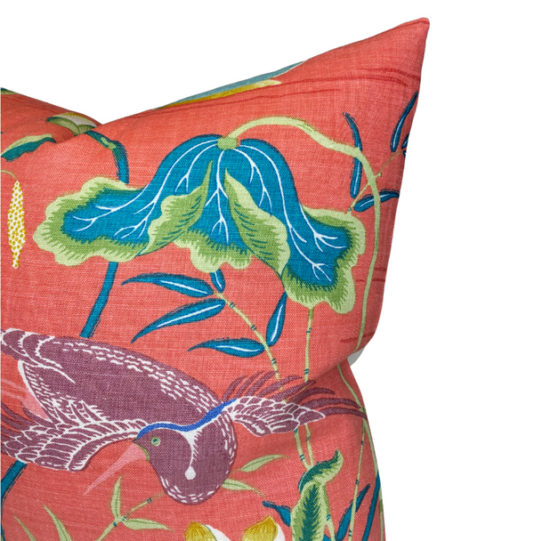 Schumacher Lotus Garden Pillow Cover in Red