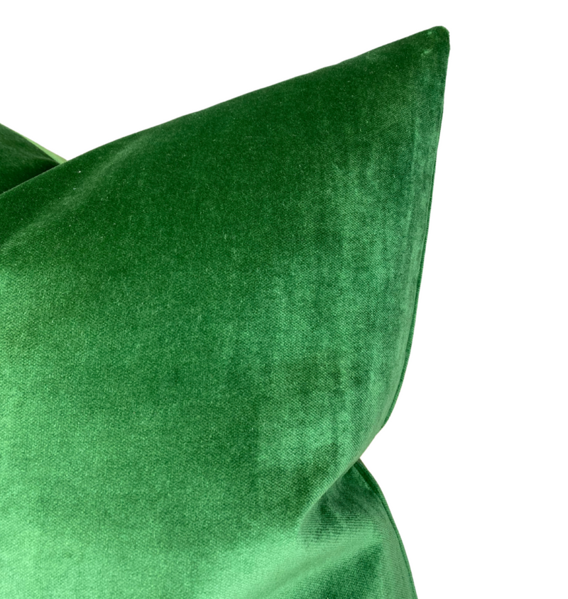 Schumacher Rocky Performance Velvet Pillow Cover in Emerald