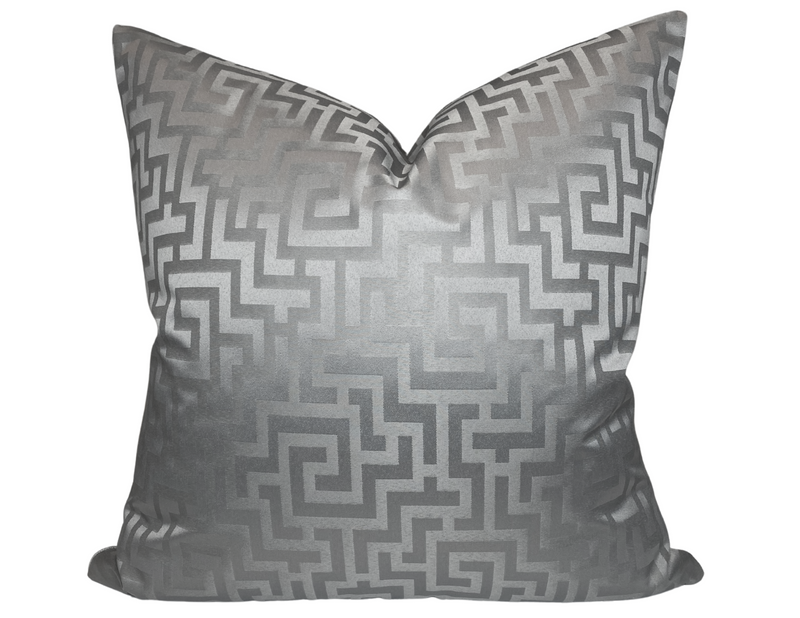 Ready to Ship, 20x20 Greek Key Pillow Cover in Silver