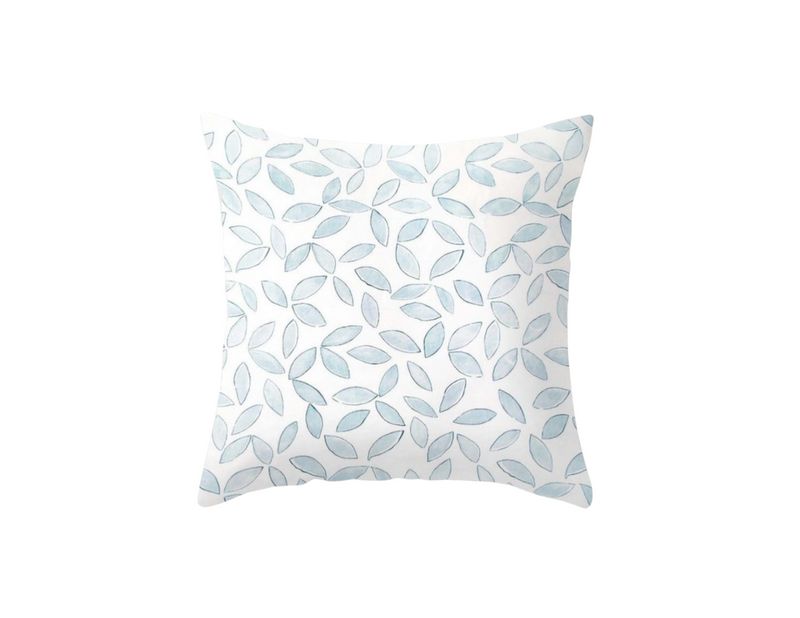 Leaves Pillow Cover in Marine Blue