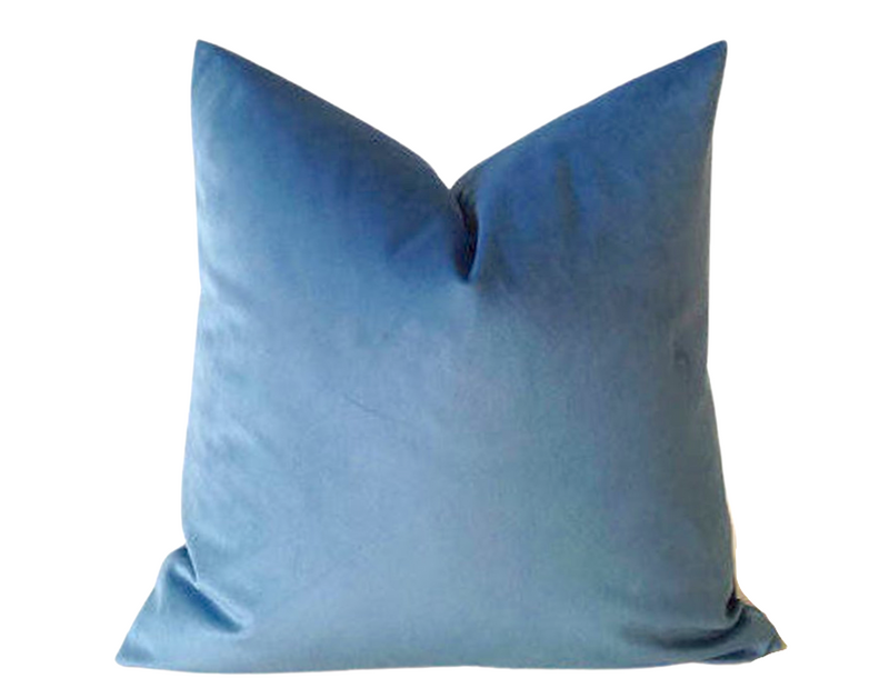 Sky Blue Velvet Pillow Cover