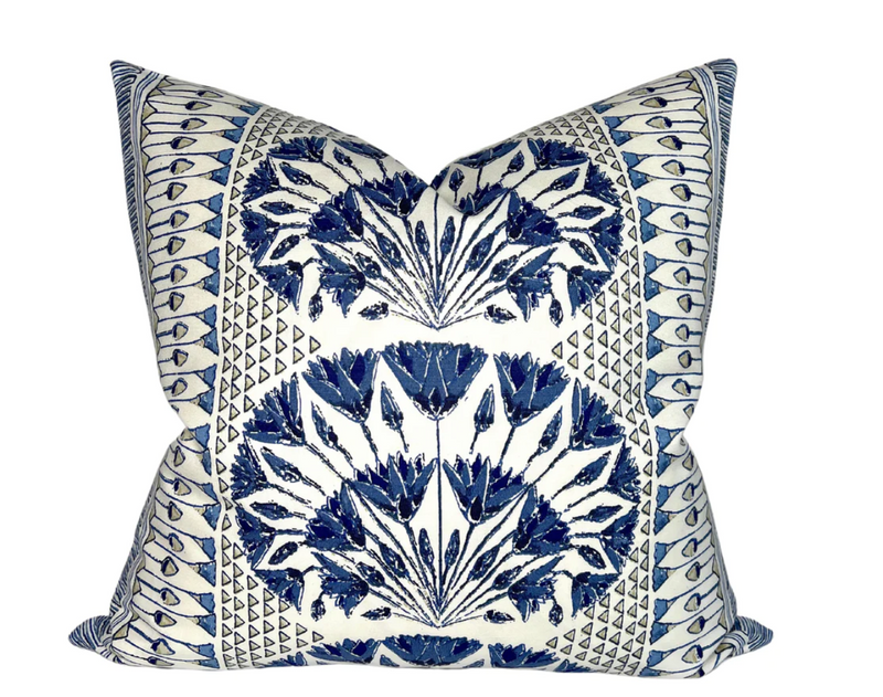 Ready to Ship, 22x22 Cairo Pillow Cover in Blue