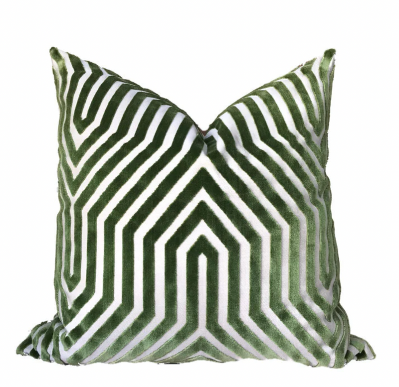 Ready to Ship, 22x22, Vanderbilt Velvet Pillow Cover in Green