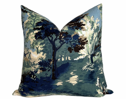 Ready to Ship, 22x22 Lincoln Toile Pillow Cover in Navy